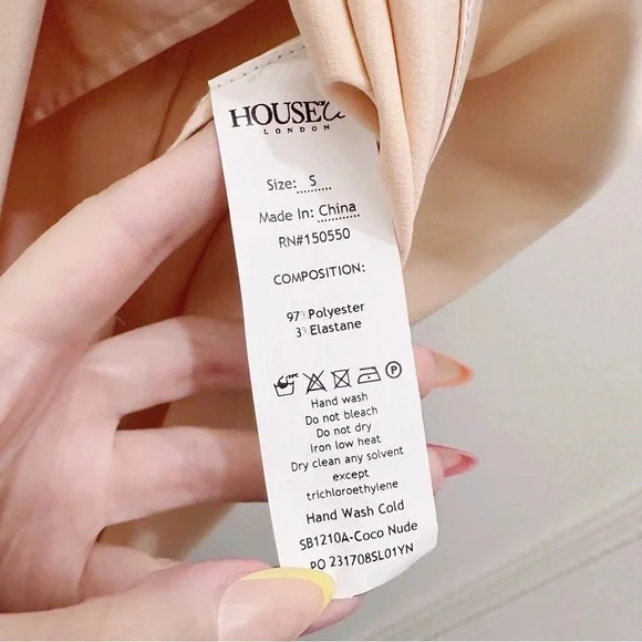 House Of CB Coco Beige Nude Satin Drape Back Dress Cowl Wrap Midi - Picture 4 of 7